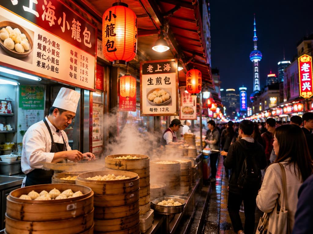 Morning street food stall in Shanghai